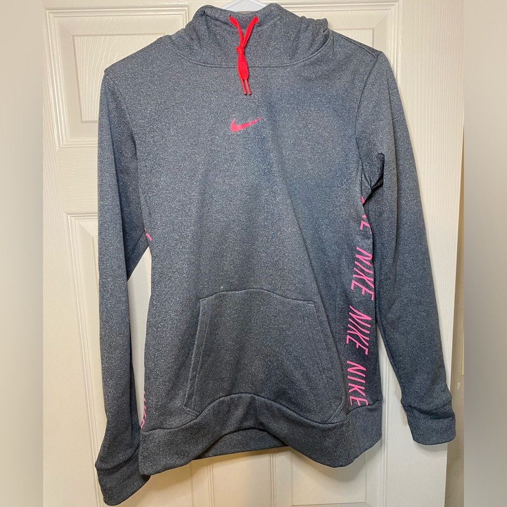 Nike Dri-FIT Gray Hoodie with Pink Accents